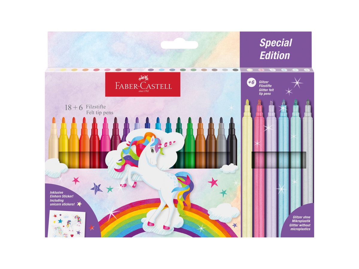 FABER-CASTELL Pennarelli unicorno 554221 incl. Sticker 24 pezzi (4005405542212)