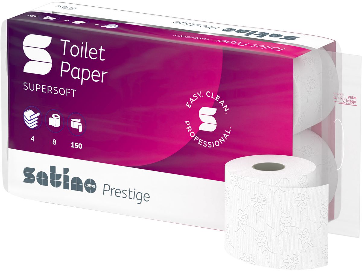 SATINO Toilettenpapier Prestige 2078393 4-lagig, 8 Rollen, hochweiss (4000735323302)