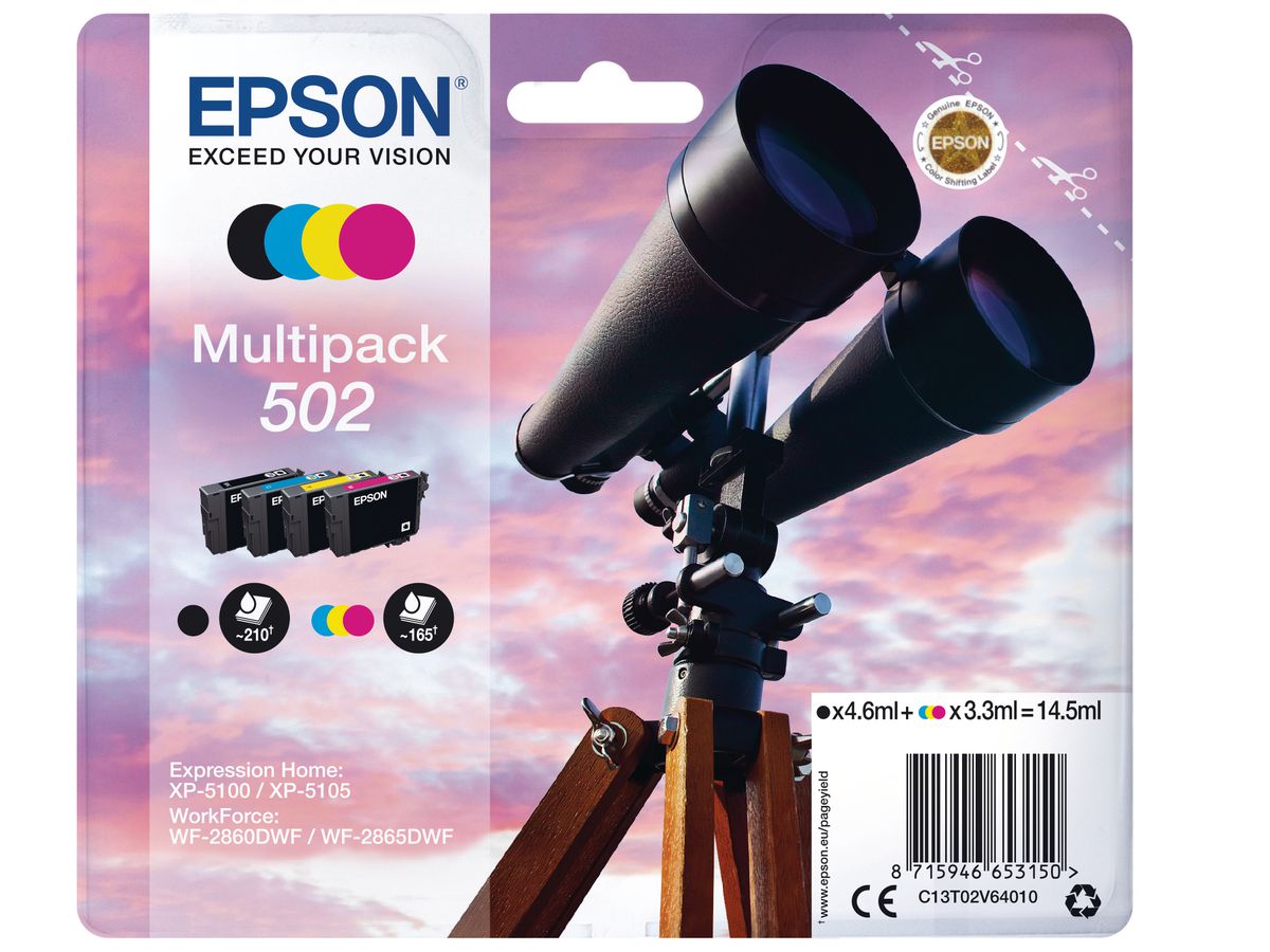 EPSON Multipack Inchiostro 502 CMYBK T02V640 WF-2860/XP-5100 4-color (8715946653150)