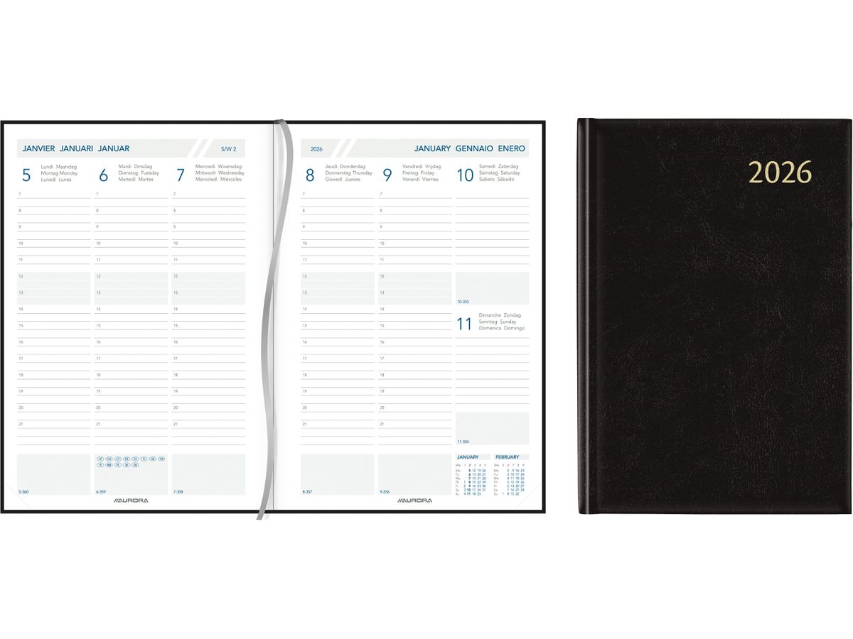 AURORA Agenda Florence Universe 2026 3415Z 1S/2P noir ML 14.5x21cm (5411028434558)