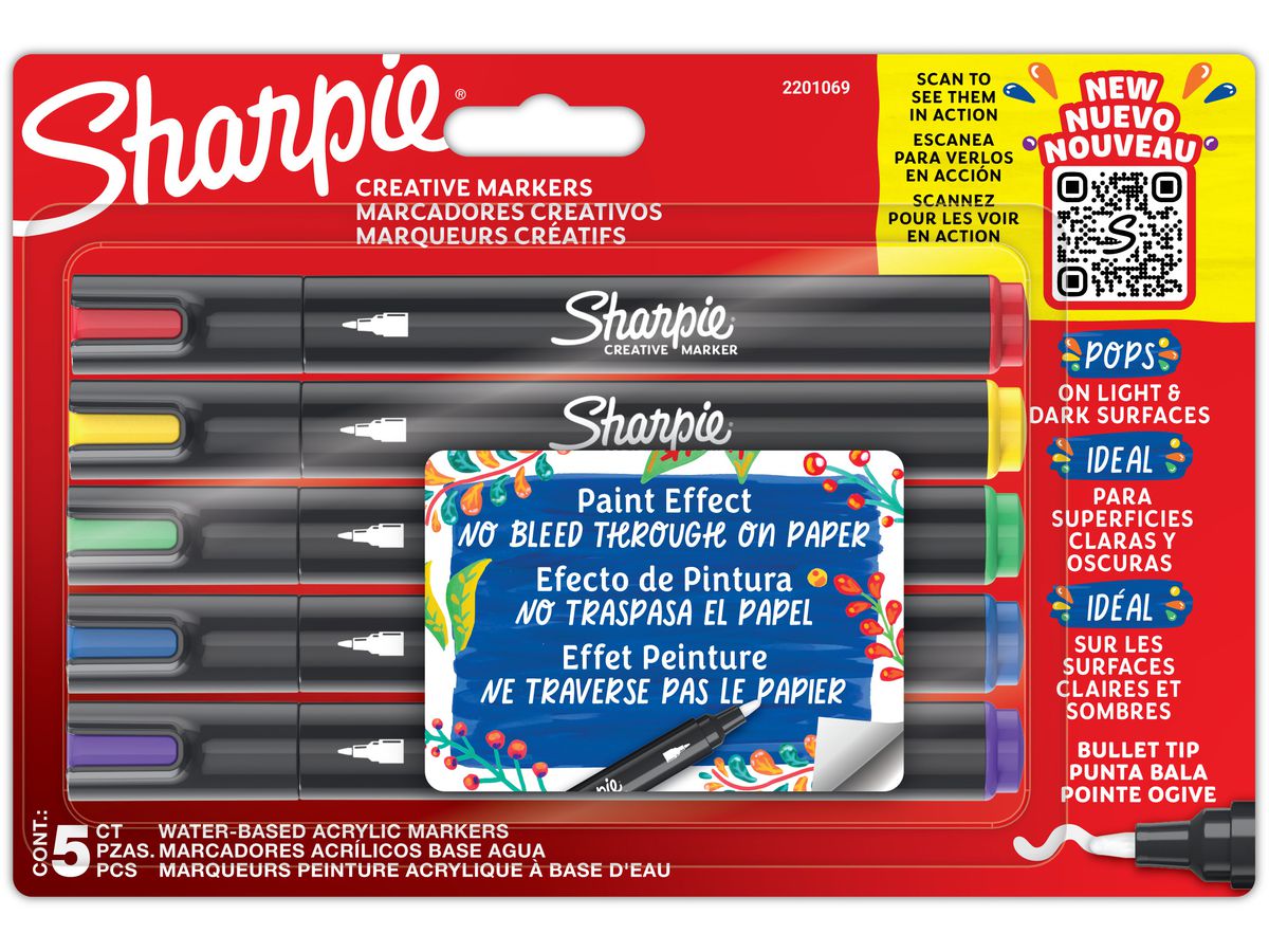 SHARPIE Acrylic Marker 2201069 Punta tonda 5 pezzi (3026982010698)