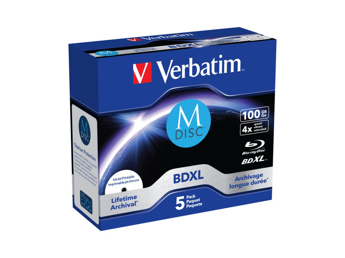 VERBATIM BD-R Jewel 100GB 43834 M-Disc IJ printable 5pcs (0023942438342)