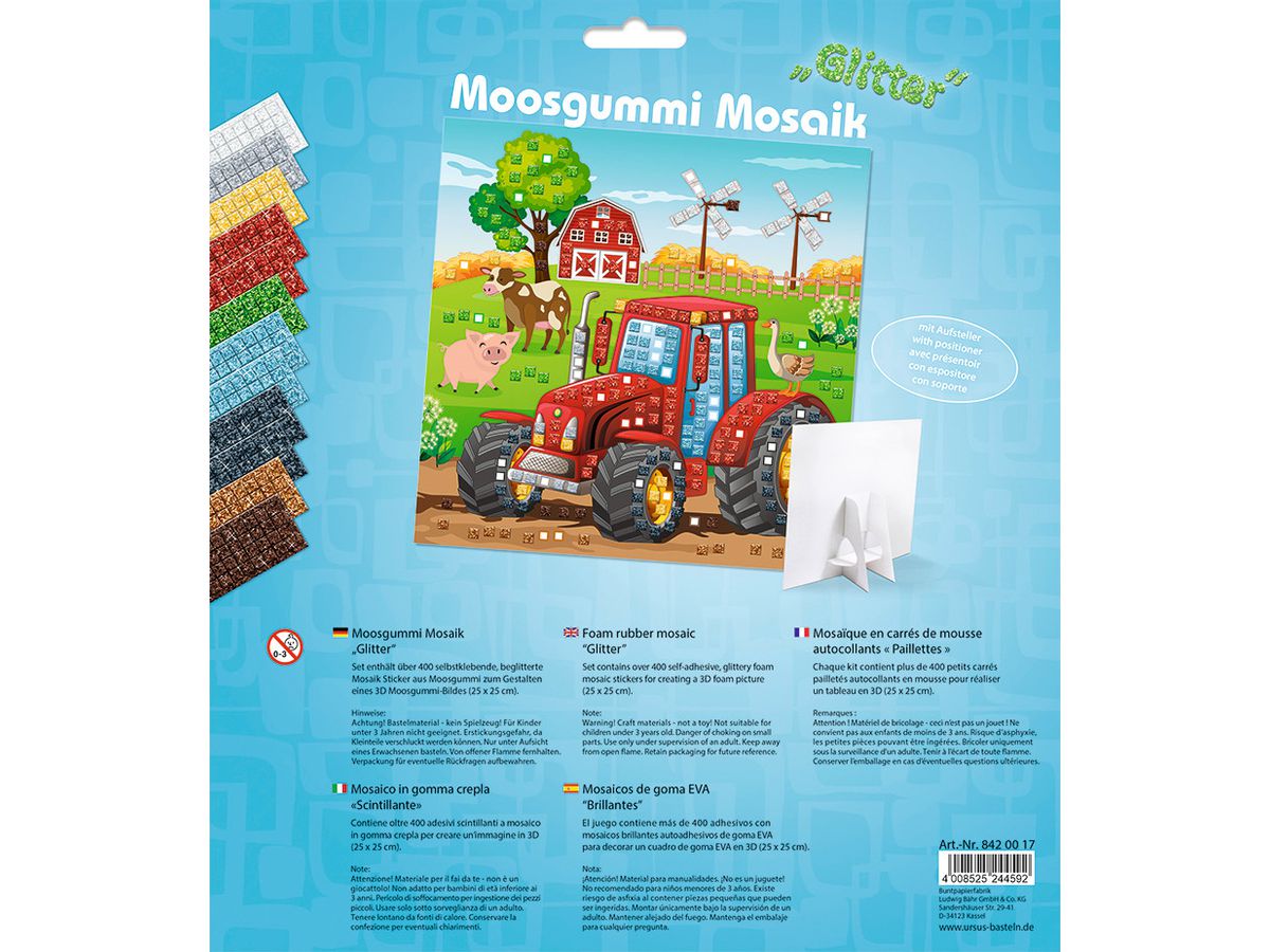 URSUS Mosaique carreés de mousse 8420017 Paillettes tracteur 25x25cm (4008525244592)