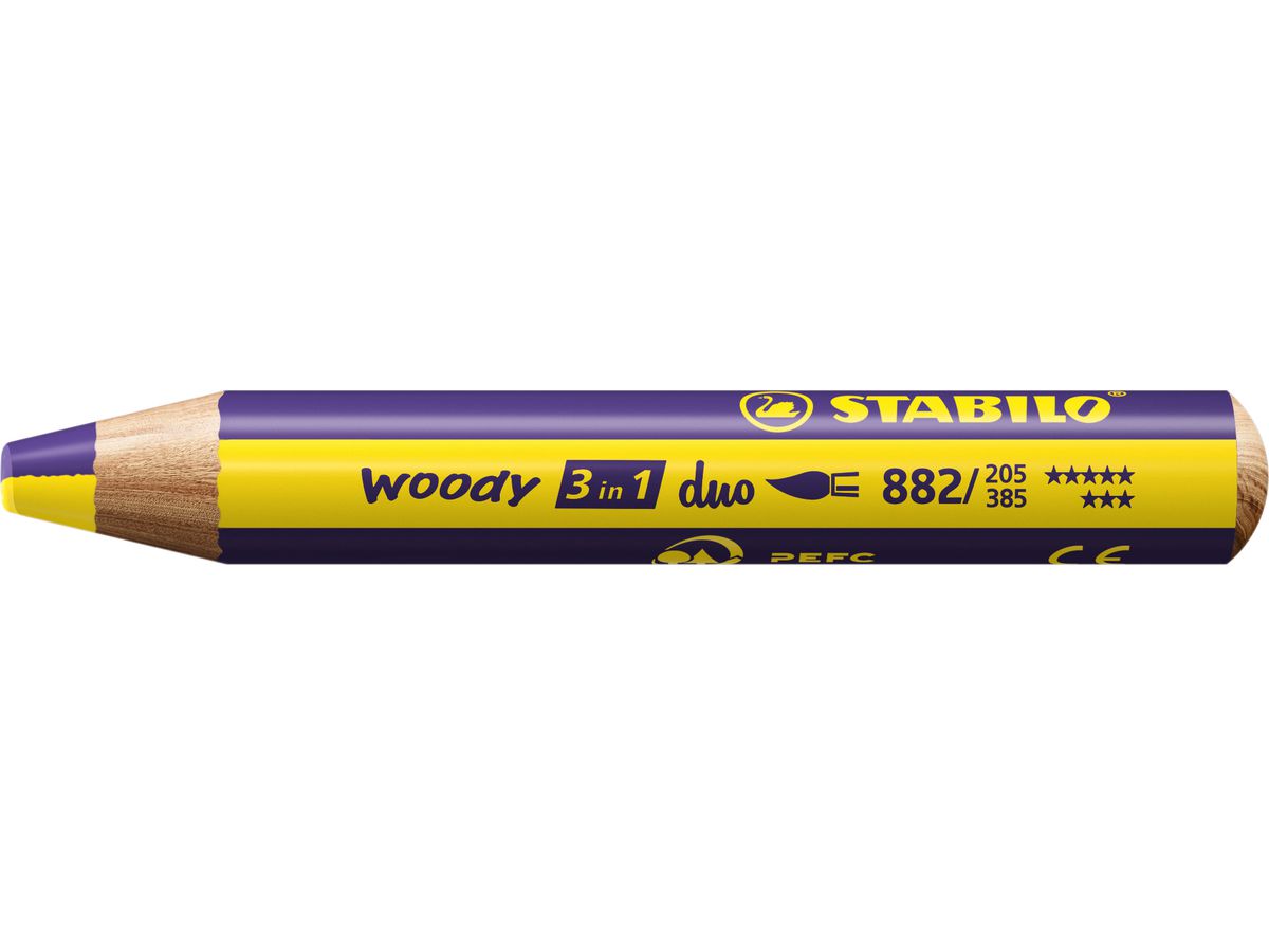 STABILO Matita colorata Woody 3in1 882/205-385 Duo, giallo/viola (4006381603737)