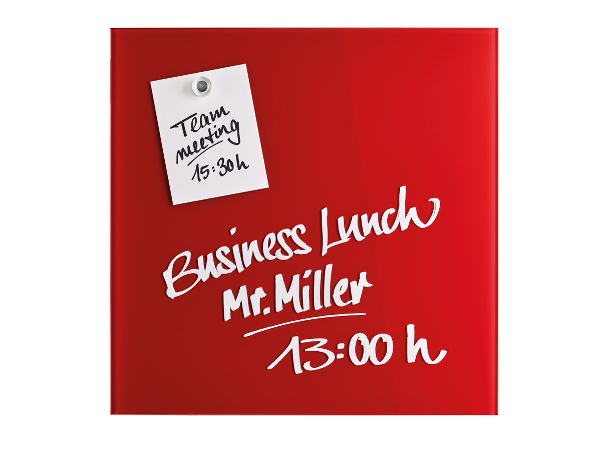 MAGNETOPLAN Design-Glasboard 400x400mm 13401006 rot, magnetisch (4013695057057)