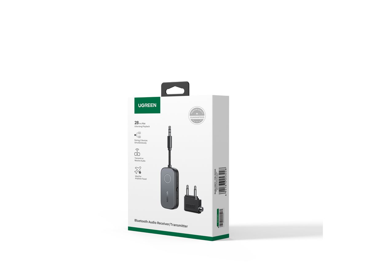 UGREEN Travel Audio Transmitter 35222A TX/RX, BT 5.2, Dual Pairing (6941876243228)