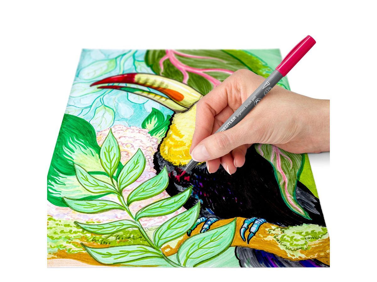 STAEDTLER Fasermaler mit Pinselspitze 371 C6-4 pigment pen 376 6er Set (4007817097175)