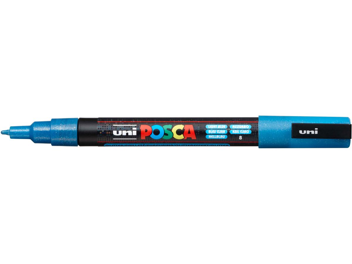 POSCA Marker 0.9-1.3mm PC-3ML L.BLU azzuro glitter (4902778197974)