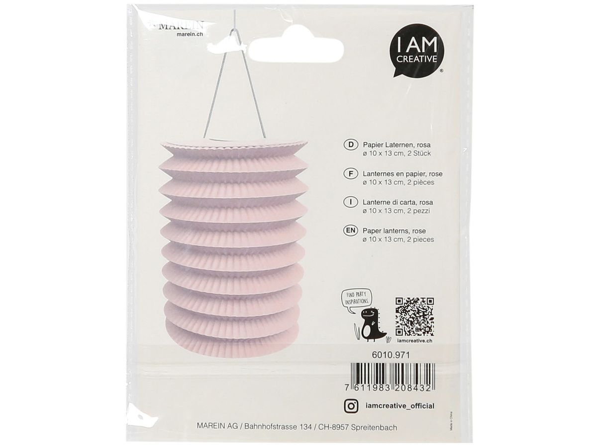 I AM CREATIVE Lanterne en papier 10cm 6010.971 2 pcs. rose (7611983208432)