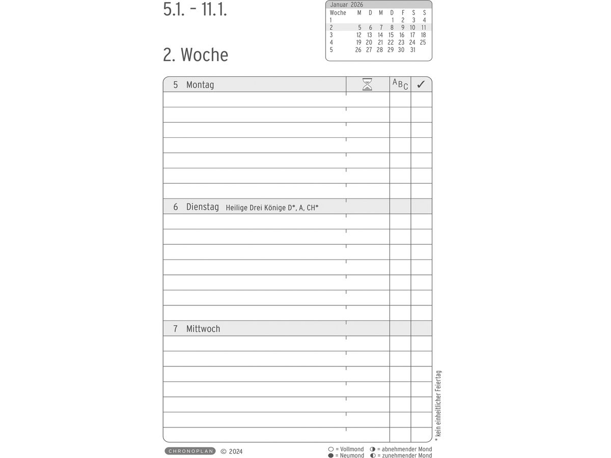 CHRONOPLAN Chronobook Black&White 2026 50966Z.26 1W/2S schwarz SC Mini (4004182088371)