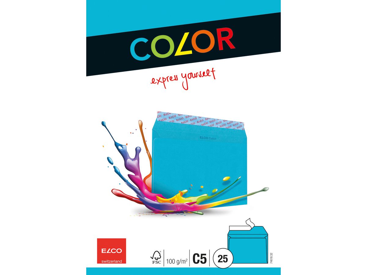 ELCO Busta Office s/finestra C5 74618.32 100g, blu intenso 25 pezzi (7610425329100)