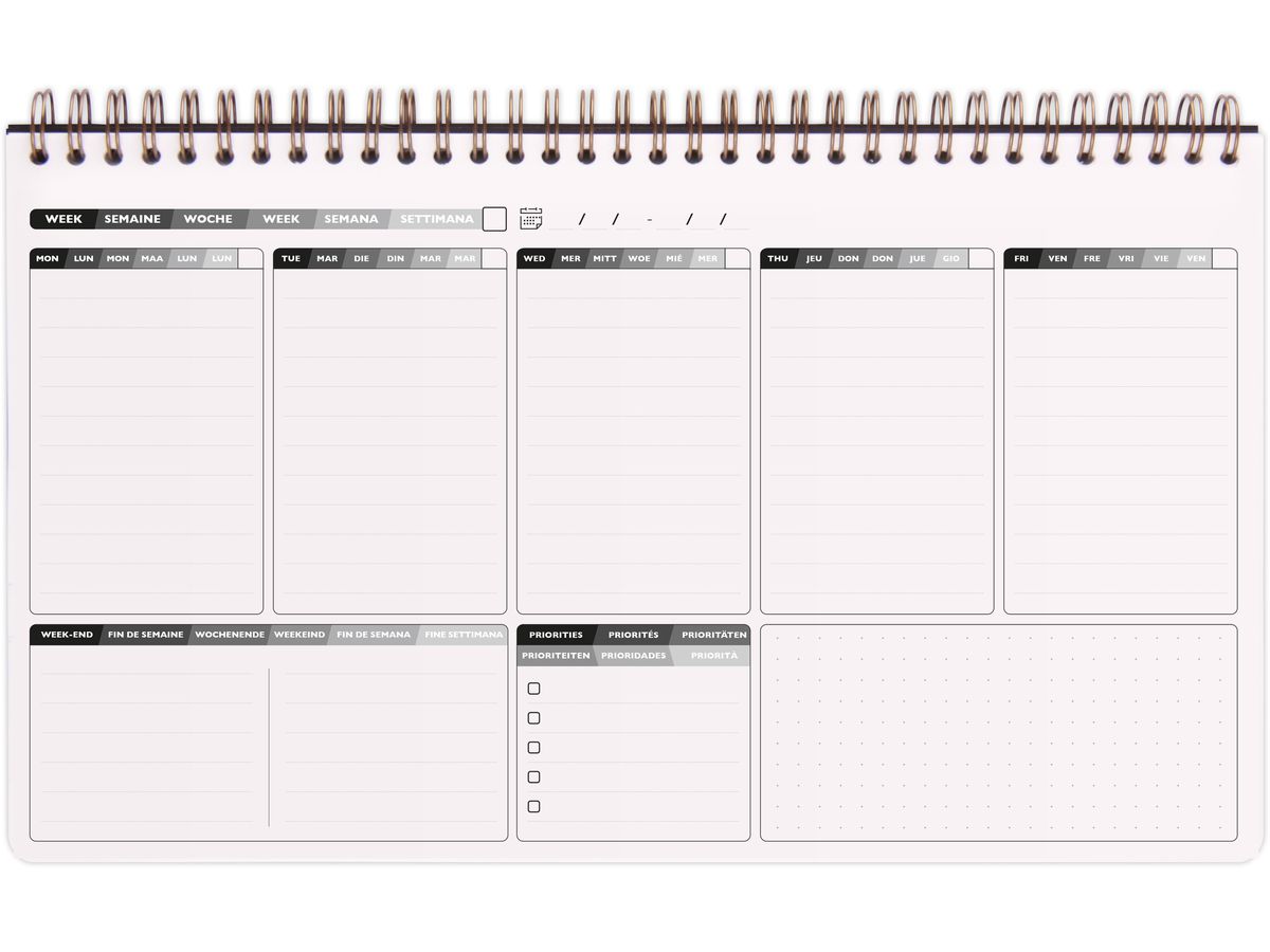 BIELLA Agenda AgeBag undatiert 783491C Weekly 60 Blatt sw. 29.7x17cm (3329687834911)