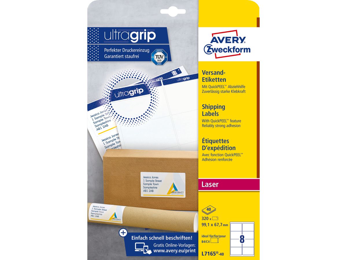 AVERY ZWECKFORM Etichet. indirizzi 99,1x67,7mm L7165-40 bianco 320 pz./40 fogli (4004182235232)