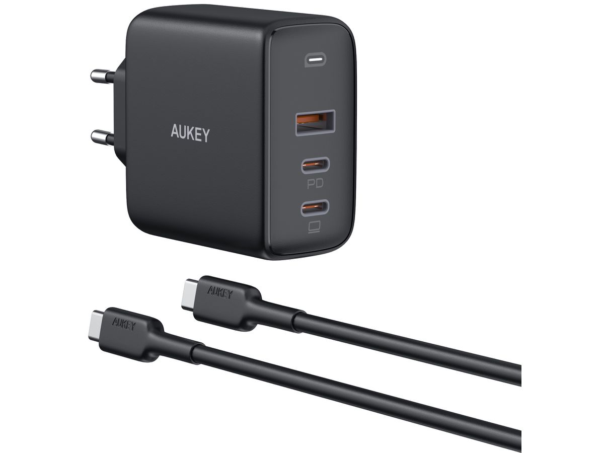 AUKEY Omnia Mix3 90W 3-Port PD GaN PA-B6S Bundle 3-Port 2xUSB-C&1xUSB-A&Cable (0692041999599)