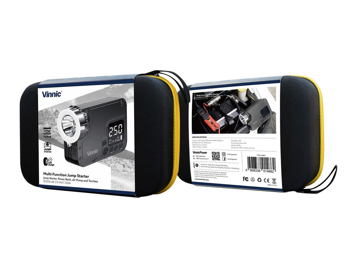 VINNIC 3 in 1 Jumpstarter Air Pump VPCA-A9BK Black (4898338014662)