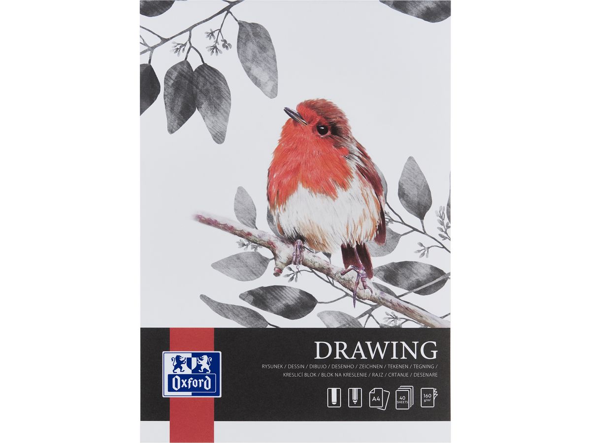 OXFORD Art Bloc à dessin A4 400166107 en blanc, 160g 40 feuilles (5904017077701)