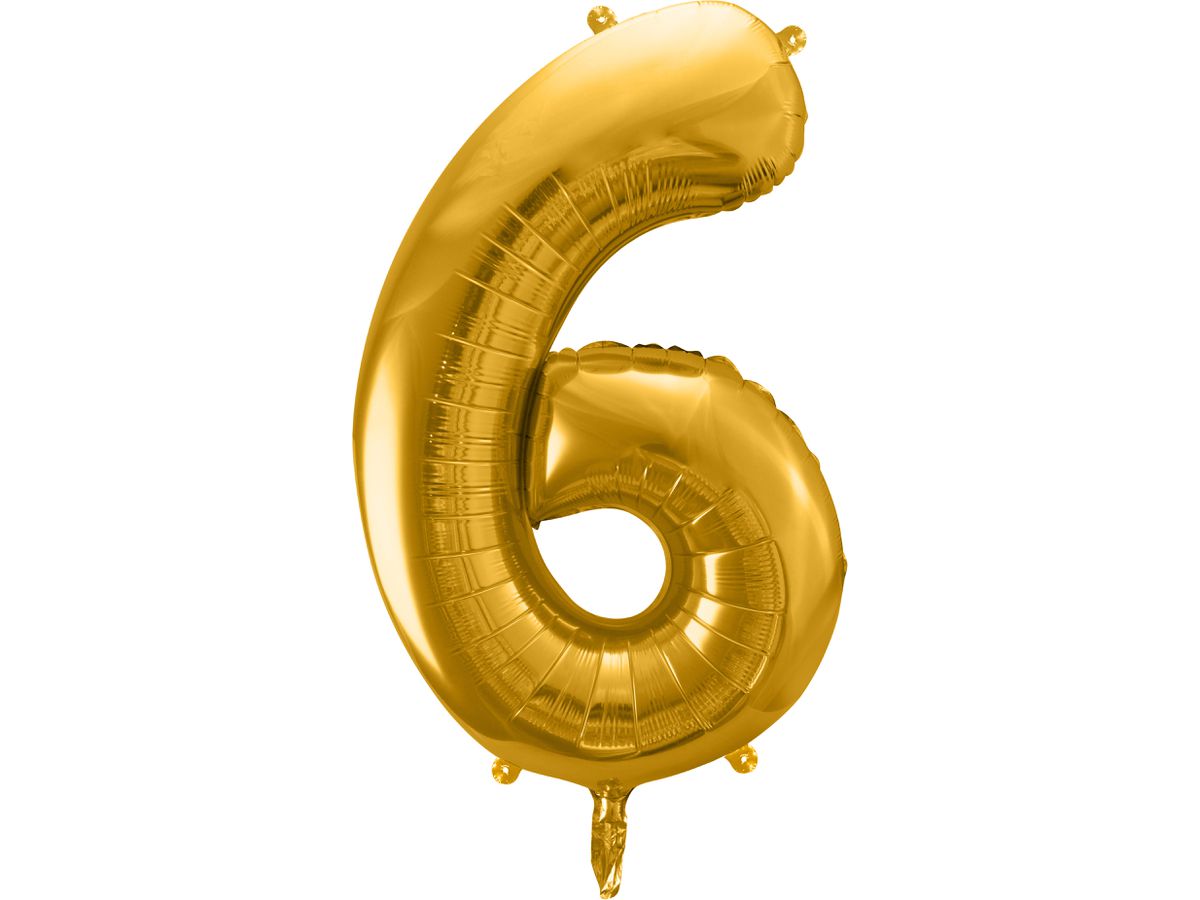 PARTYDECO Folienballon Ziffer 6 86cm FB1M-6-019 gold (5902230736160)