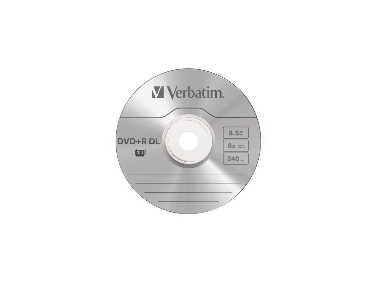 VERBATIM DVD+R Spindle 8.5GB 43666 8x DL Matt Silver 10 Pcs (0023942436669)