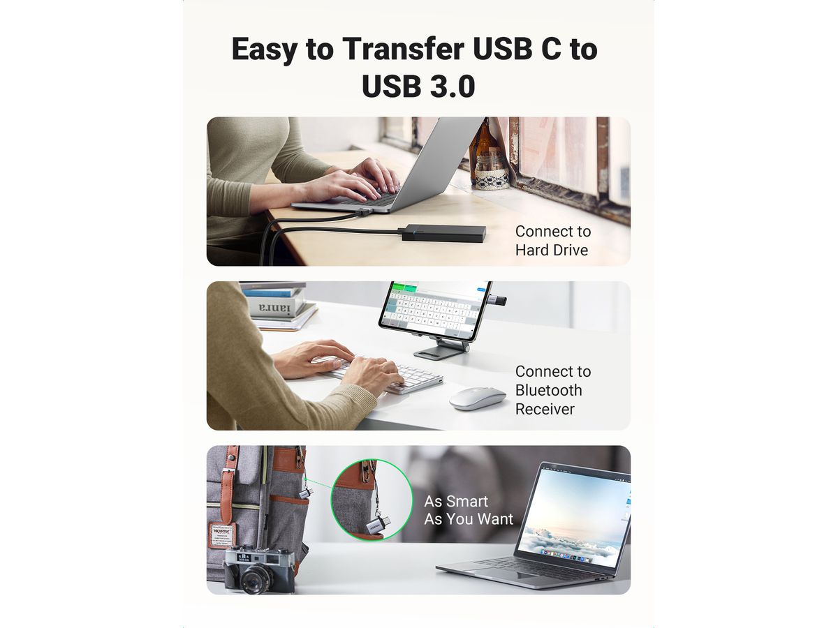 UGREEN Adapter Type C to USB 50283 3.0 A,Lanyard ,Gray (6957303852833)