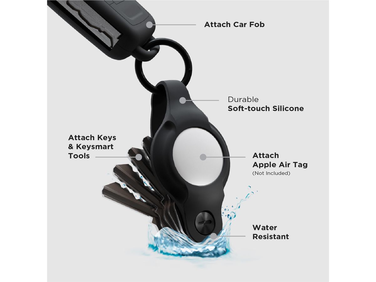 KEYSMART Air Flex Silicone KS041-BLK Key Holder for AirTag, Black (0810024053964)