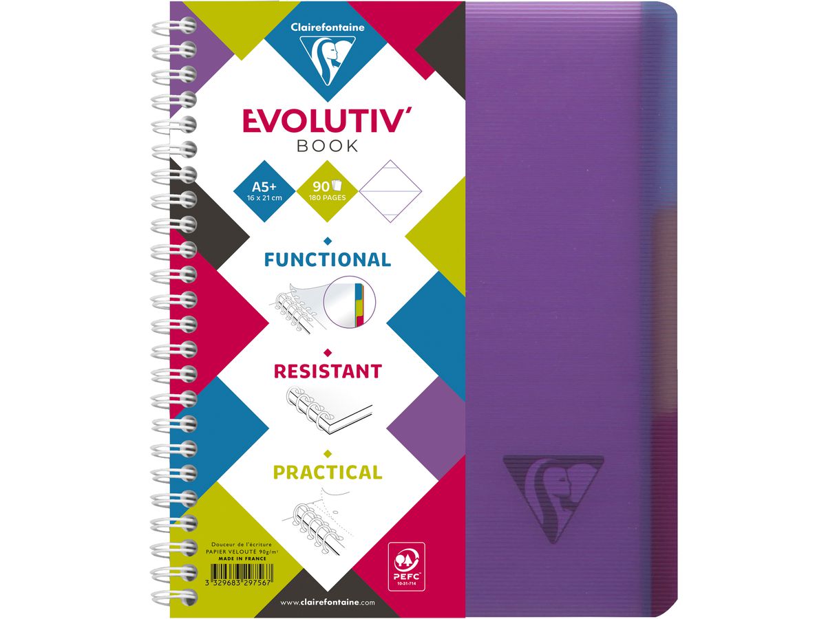 CLAIREFONTAINE LINICOLOR Cahier A5+ 329756 L8+MC 90 feuilles (3329683297567)