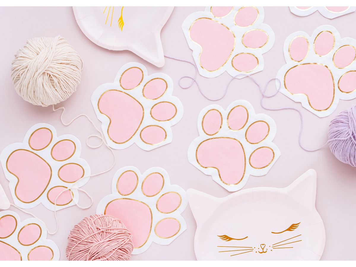 PARTYDECO Serviettes 15.5x14.5cm SPK38 Pattes de chat 12 pièces (5904555036215)