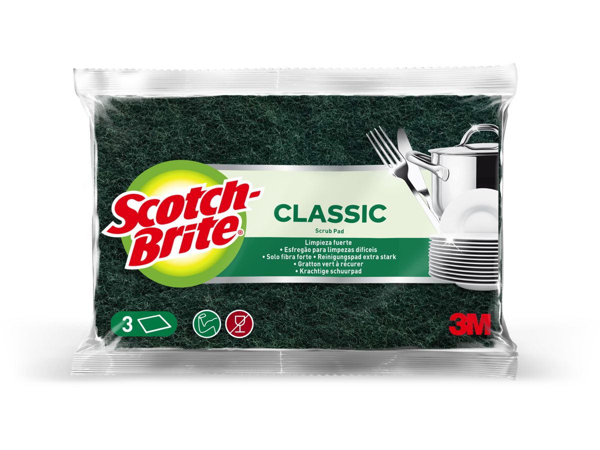 SCOTCH-BRITE Nettoyant de casserole Brite SBCLSP3 vert, 3 pièces (4064035125868)