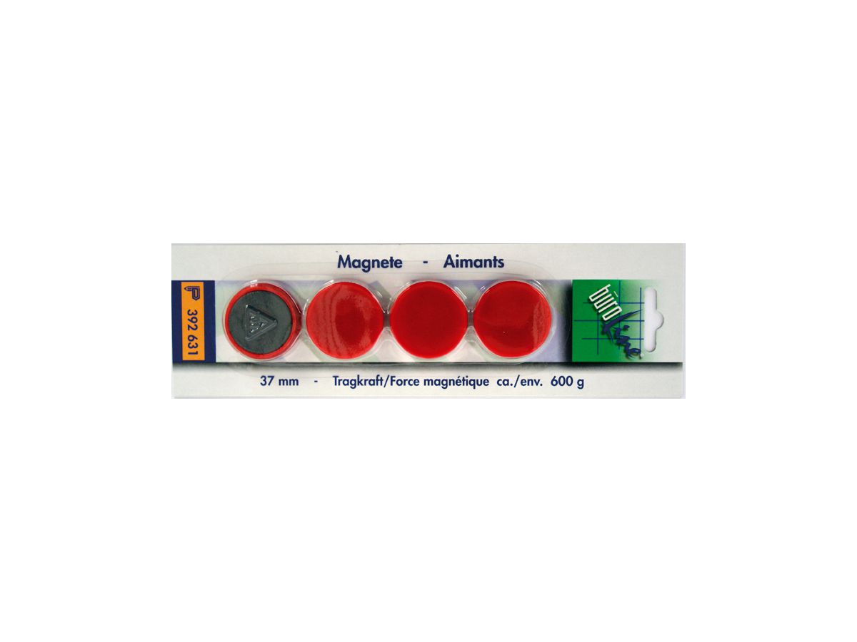 BÜROLINE Magnet 37 mm 392631 rot 4 Stück (7612532015235)