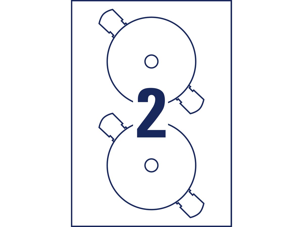 AVERY ZWECKFORM Étiqu. pour CD SuperSize 117mm L7676-25 blanc, permanent 25x2 pcs. (4004182236529)