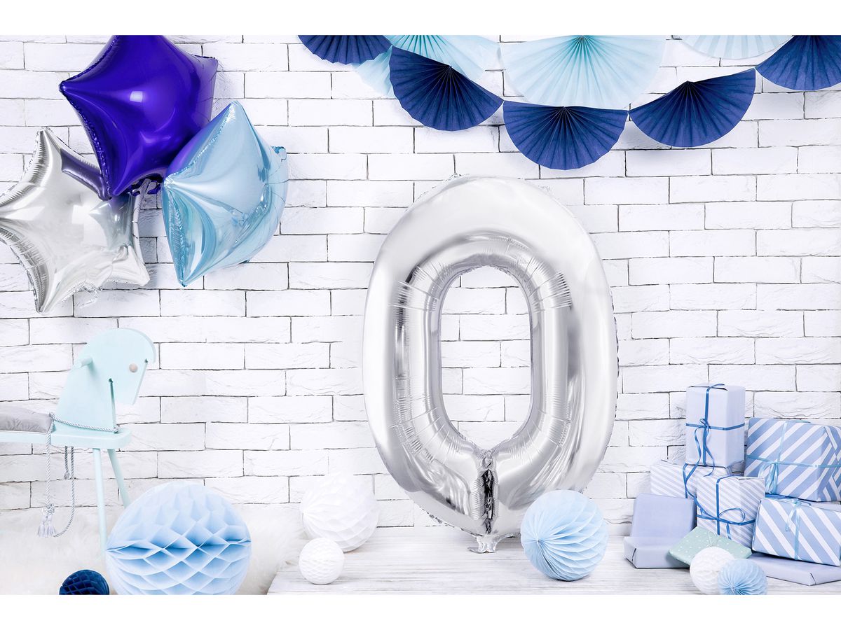 PARTYDECO Palloncino in foil no. 0 86cm FB1M-0-018 argento (5902230736009)