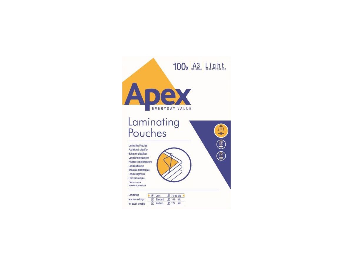 FELLOWES Pelicole per laminazione A3 6001901 lucido, 75my 100 pezzi (0043859584840)