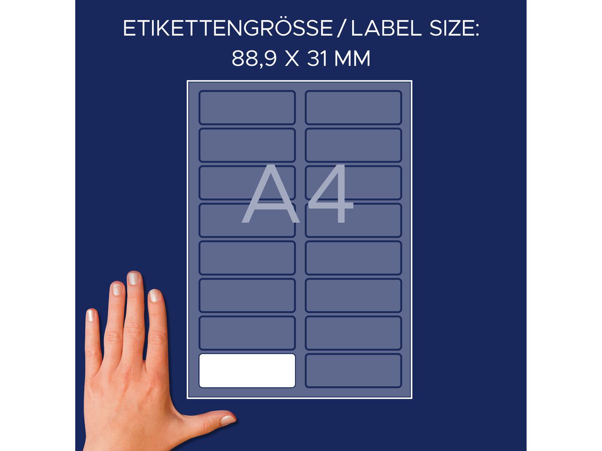 AVERY ZWECKFORM Etichette nome 88,9x31mm L4783-20 bianco, Laser 20 fogli (4004182147832)