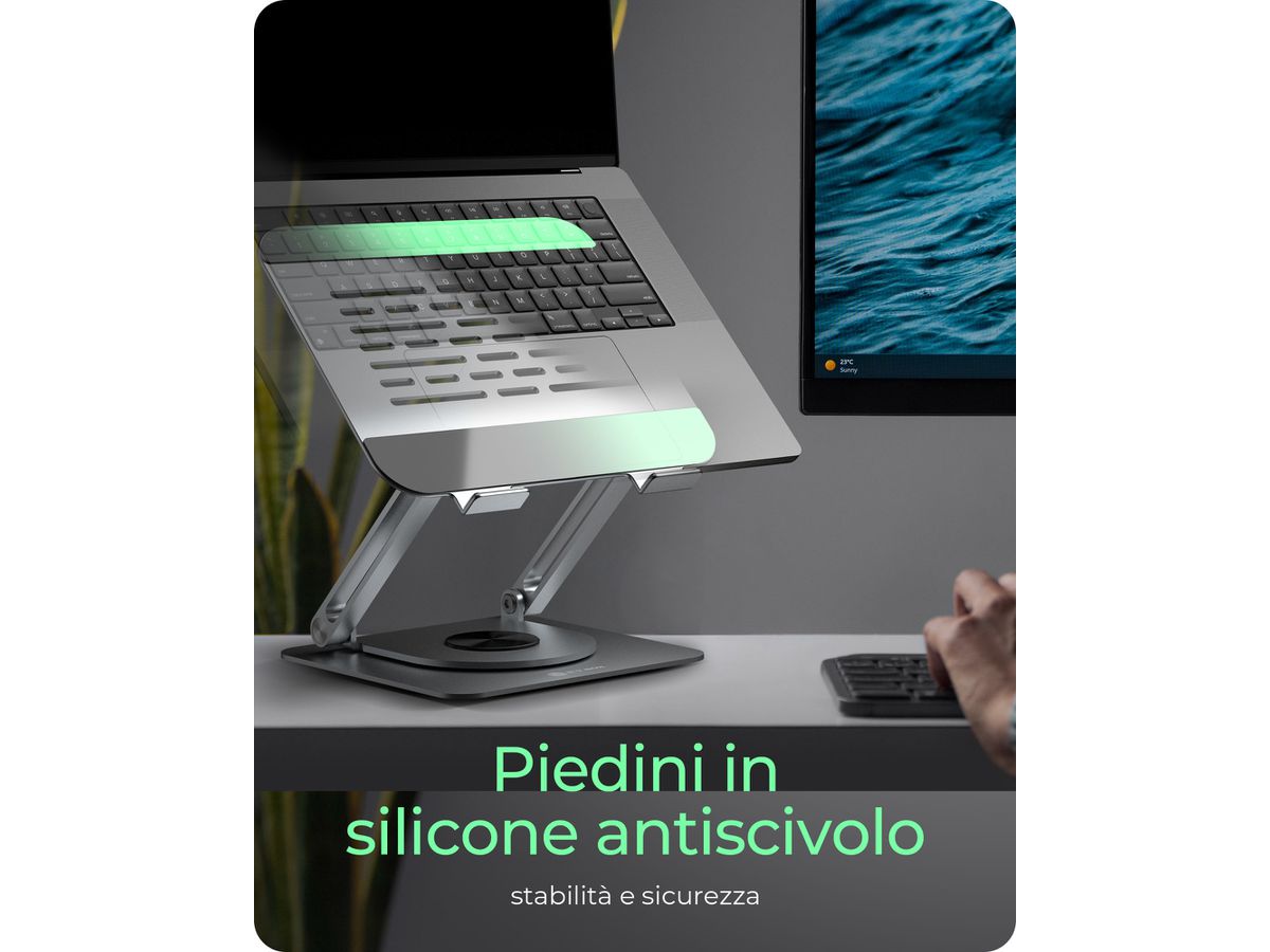 ICY BOX Rotatable and fully adjustable IB-NH300-R notebook stand 17 Inch silver (4250078174462)