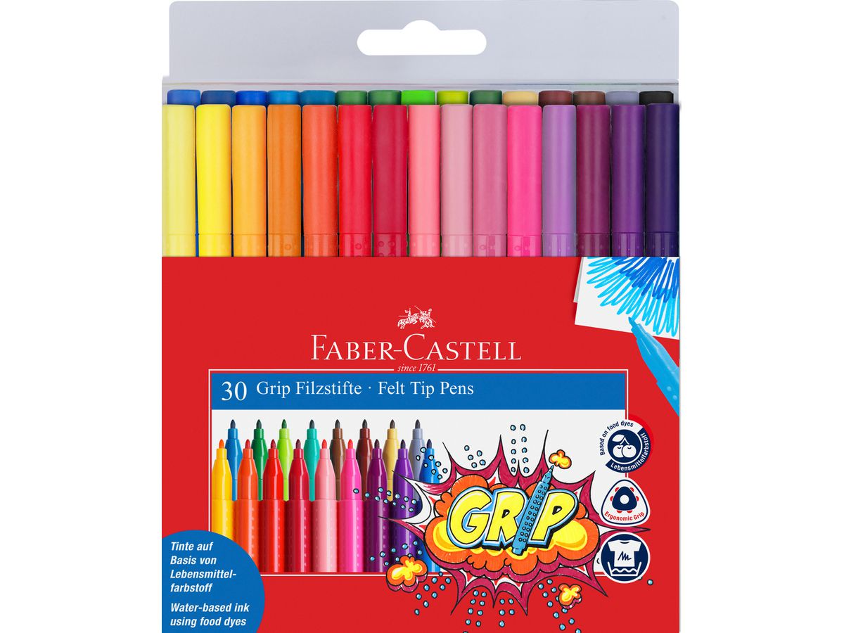 FABER-CASTELL Penne fibra Grip Colours 3mm 155335 ass. 30 pezzi (4005401553359)