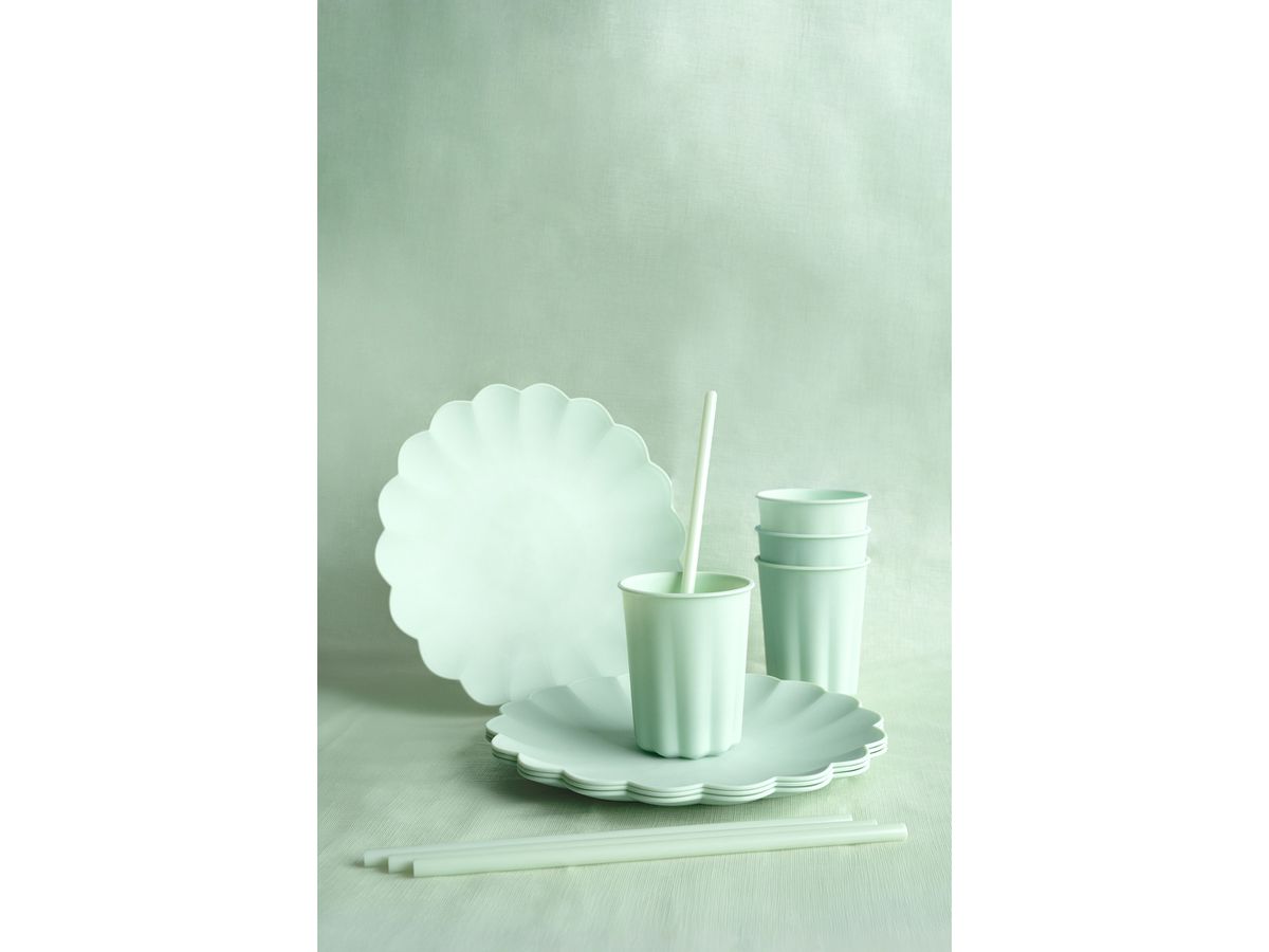 PARTYDECO Tazza con volant 220ml KPL1-109 verde chiaro 4 pezzi (5904555066137)