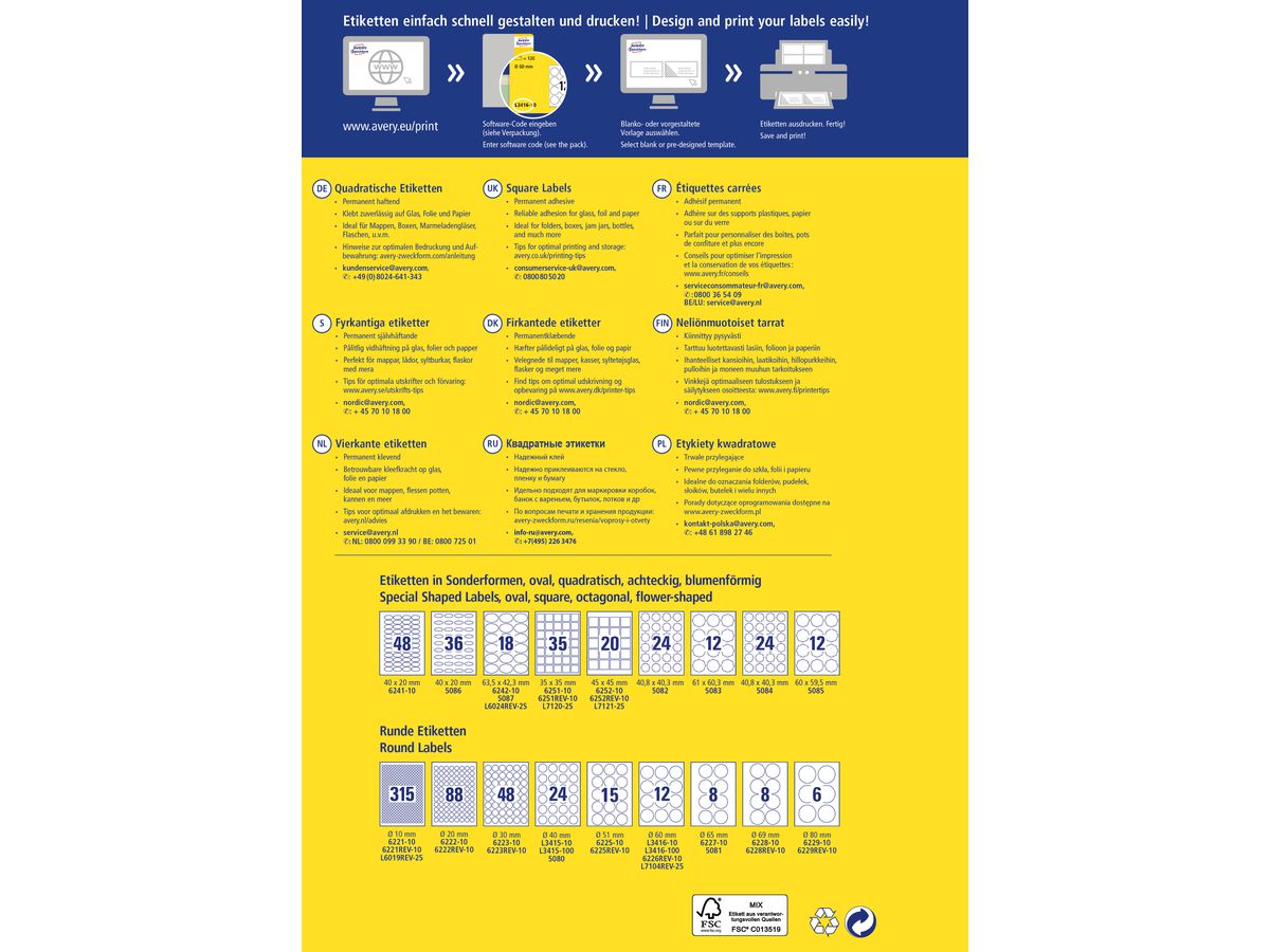 AVERY ZWECKFORM Etiketten QR Code 35x35mm L7120-25 blickdicht 875 Stück (4004182052785)