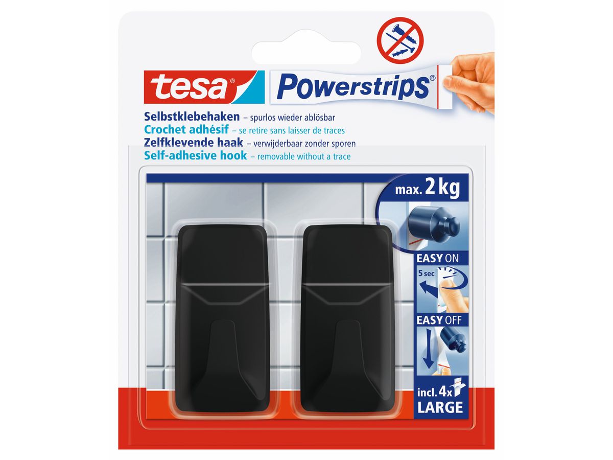 TESA Powerstrips crochet L 582790000020 noir 2 pcs. (4063565247057)