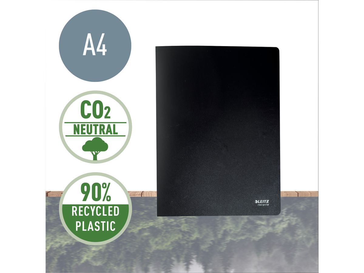 LEITZ Livre présent. Recycle PP A4 4676-00-95 noir 20 poches (4002432127993)