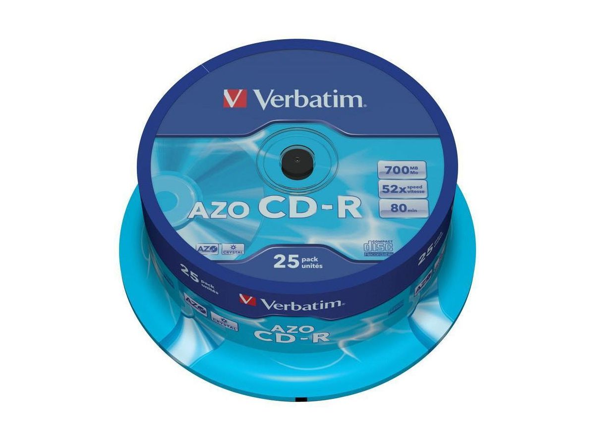 VERBATIM CD-R Spindle 80MIN/700MB 43352 52x crystal 25 Pcs (0023942433521)