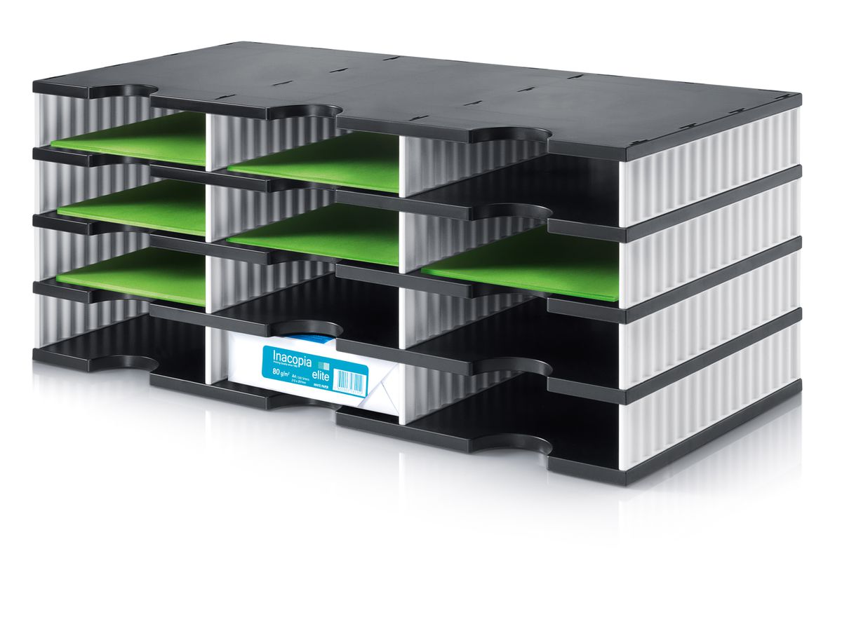 STYRO Ablagesystem styrodoc trio 268-0304.09 schwarz/weiss 12 Fächer (7612176077033)