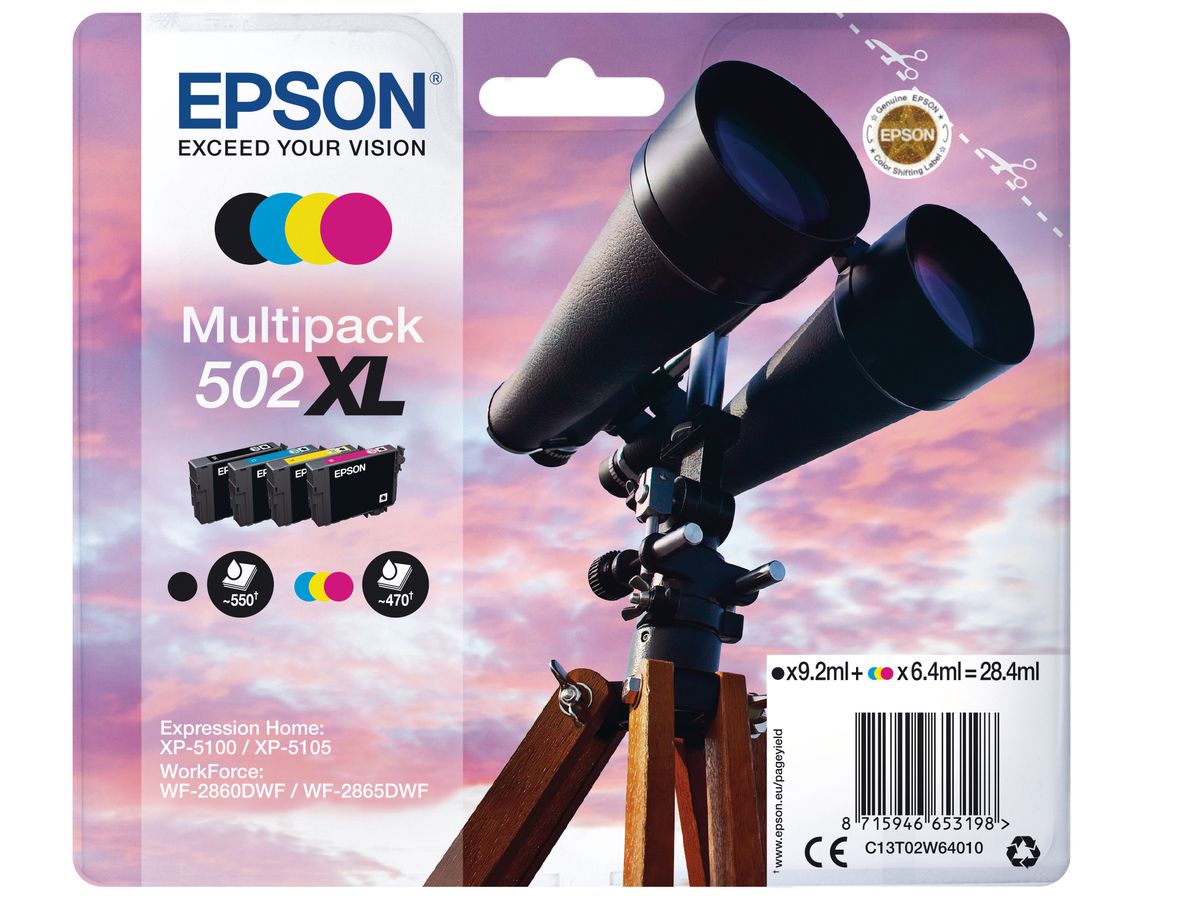 EPSON Multipack Tinte 502XL CMYBK T02W640 WF-2860/XP-5100 4-color (8715946653198)