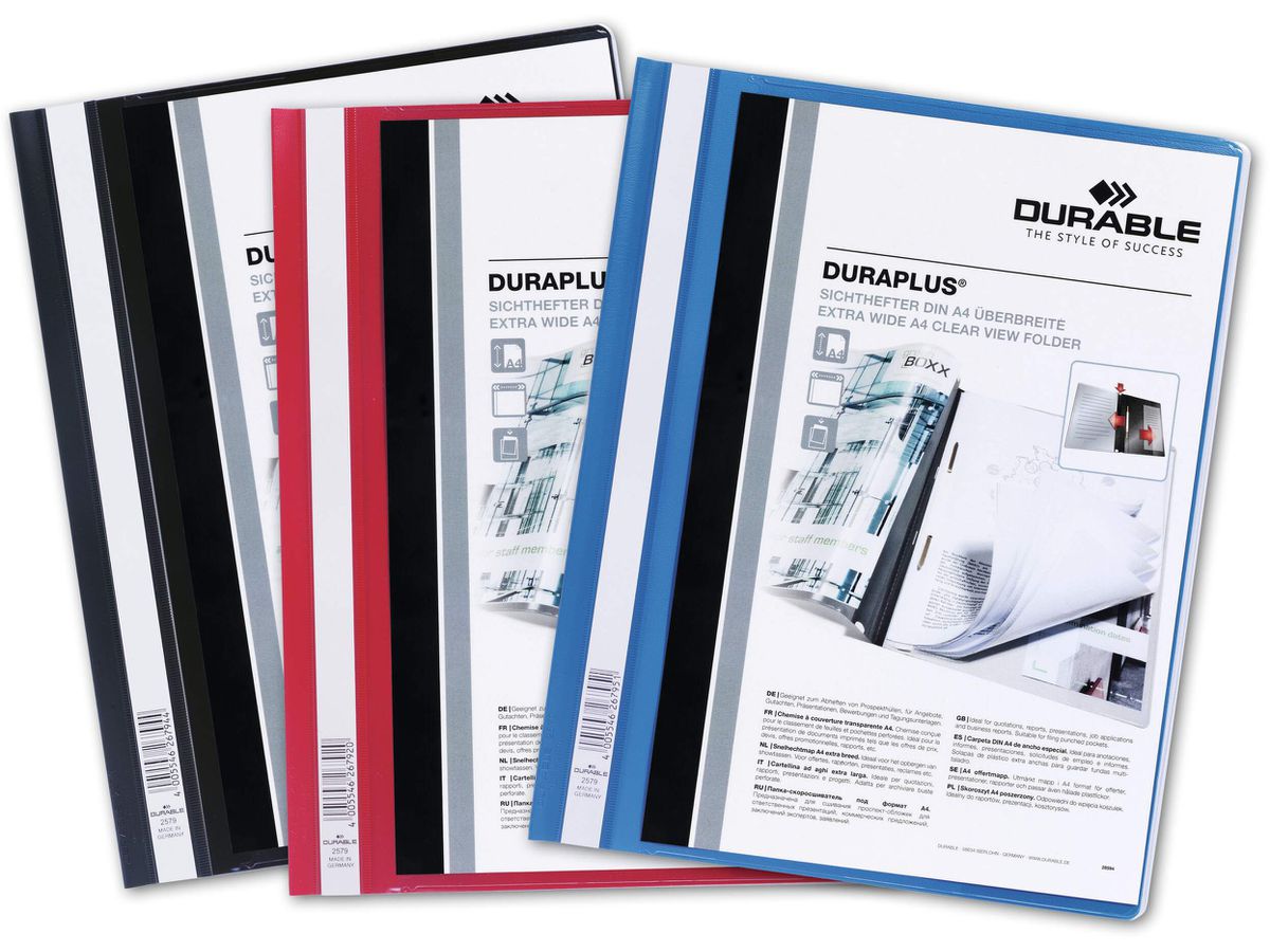 DURABLE Dossier di present. DURAPLUS 257903 per 100 fogli A4 rosso (4005546267920)
