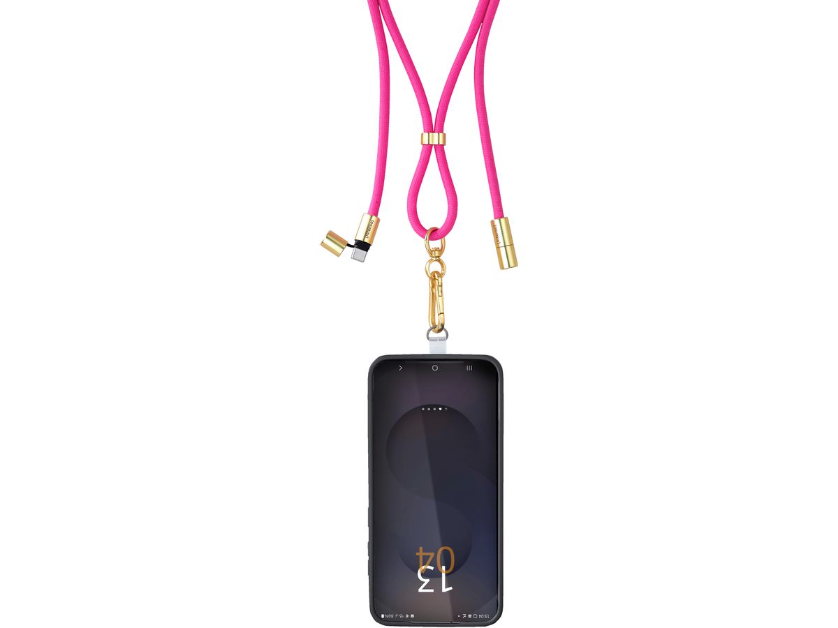 INTENSO Phone Lanyard Charg.Data Cable 7991004 2x USB-C, up to 1.65m neonpink (4034303037193)