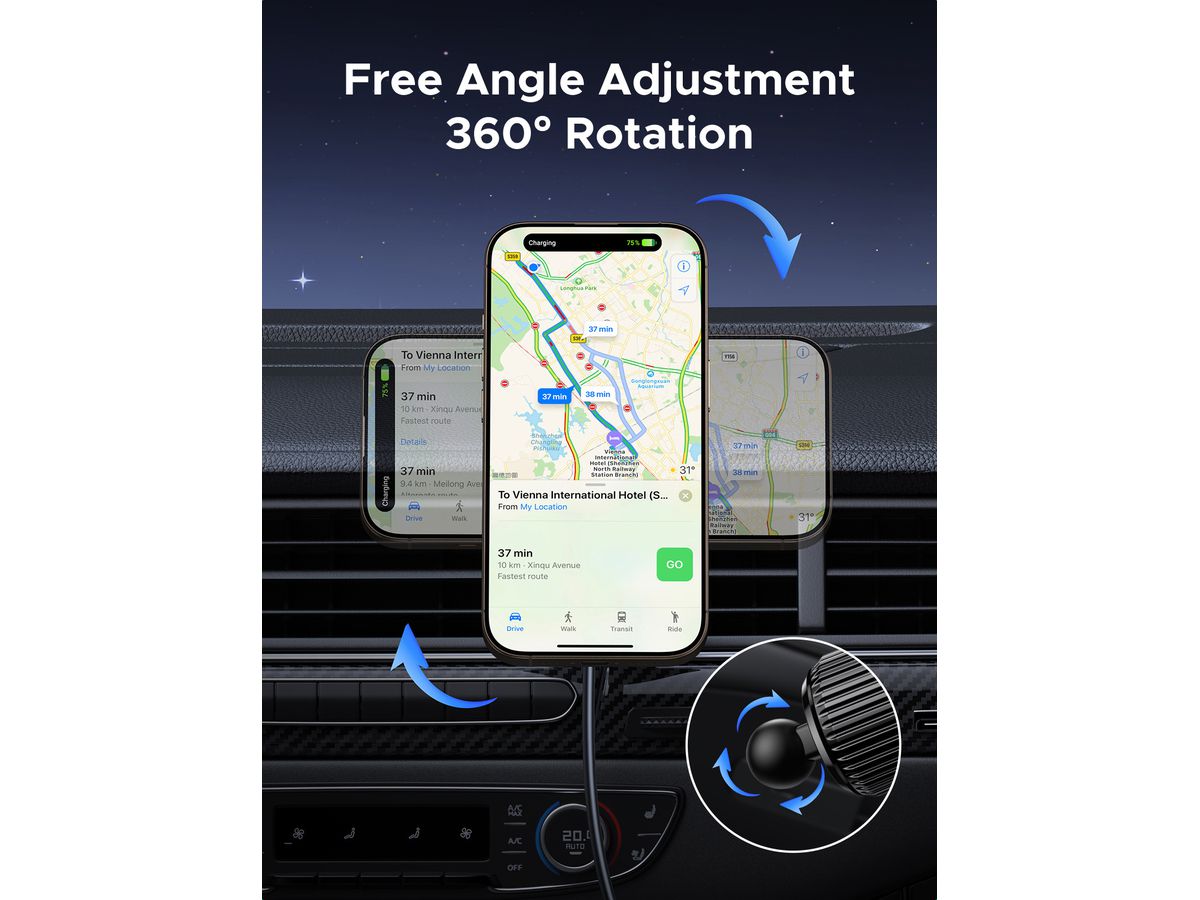 UGREEN Car Charger Magnetic 15W,Qi2 35970 BB Wireless, Air Vent Mount BB (6941876239702)