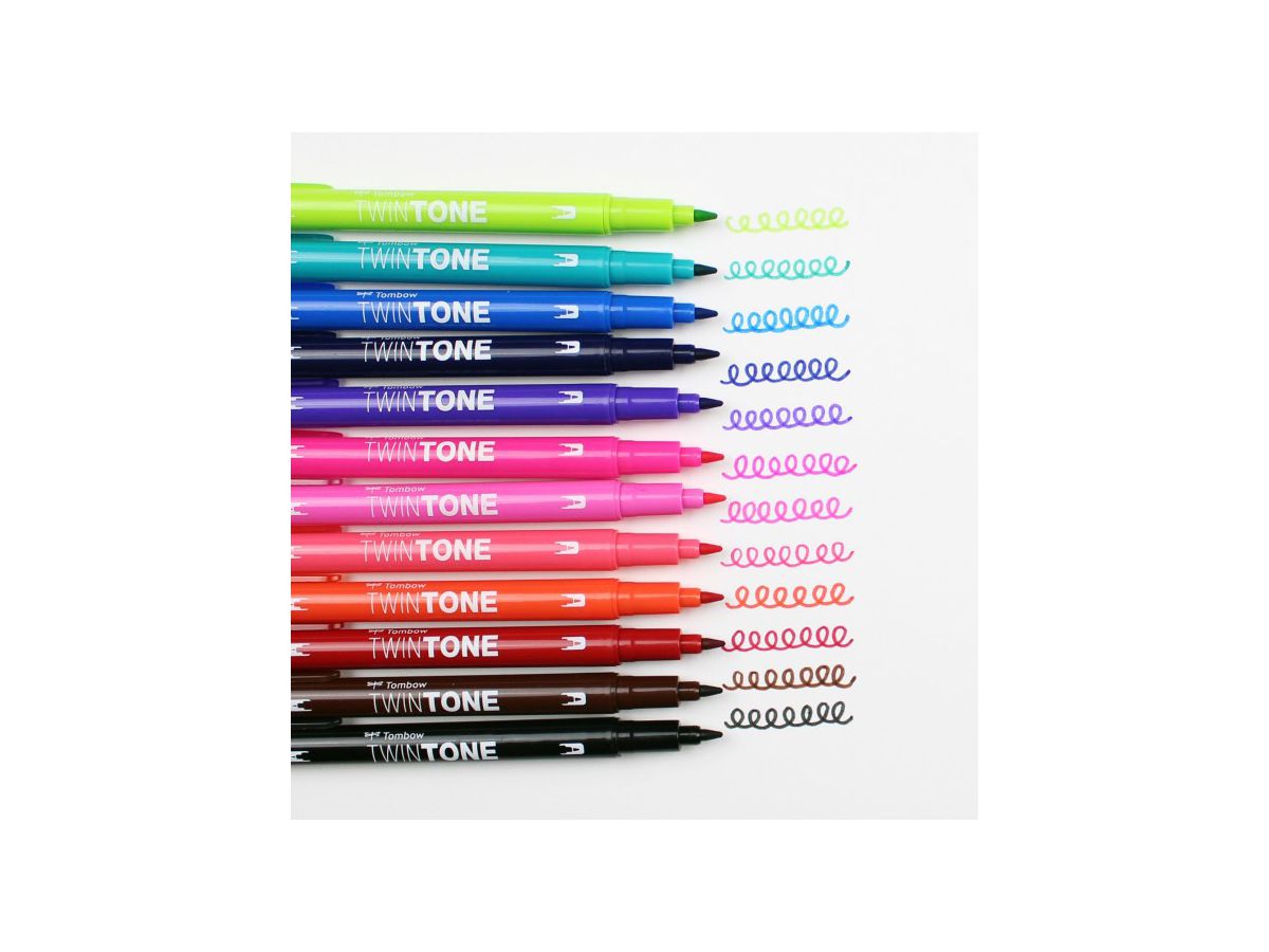 TOMBOW Penna Fibra TwinTone Marker WS-PK-12P-1 chiaro 12 pezzi (4003198141018)
