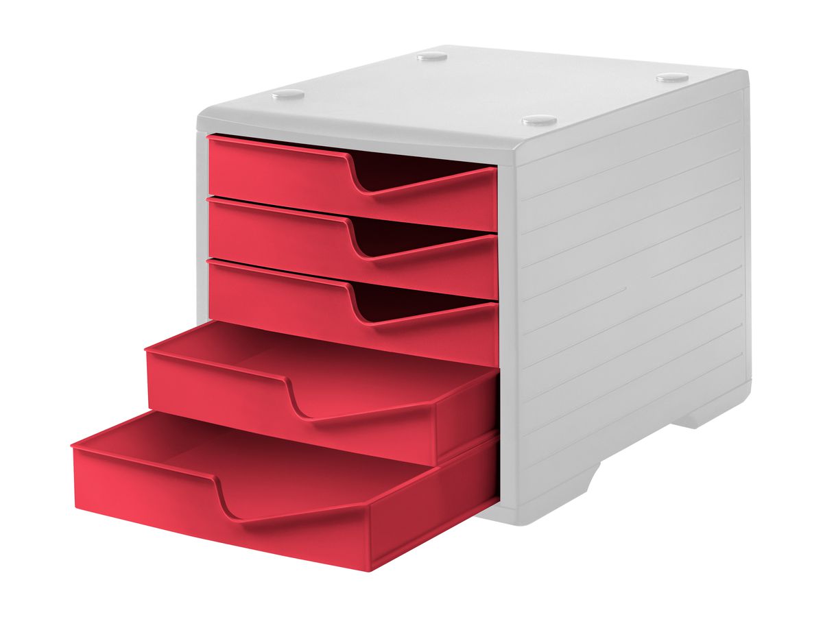 STYRO Styroswingbox 275-8430.228 grau/cranberry 5 Schubladen (7612176088862)
