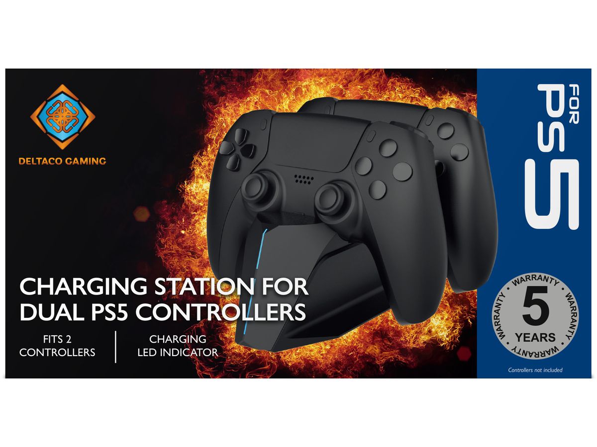 DELTACO Dual Charger PS5 GAM-147 Black (7333048060044)