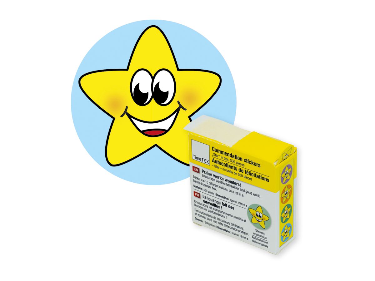 TIMETEX Autocollants de récompense 62764 Étoiles colorés 500 pcs. (4055218627644)