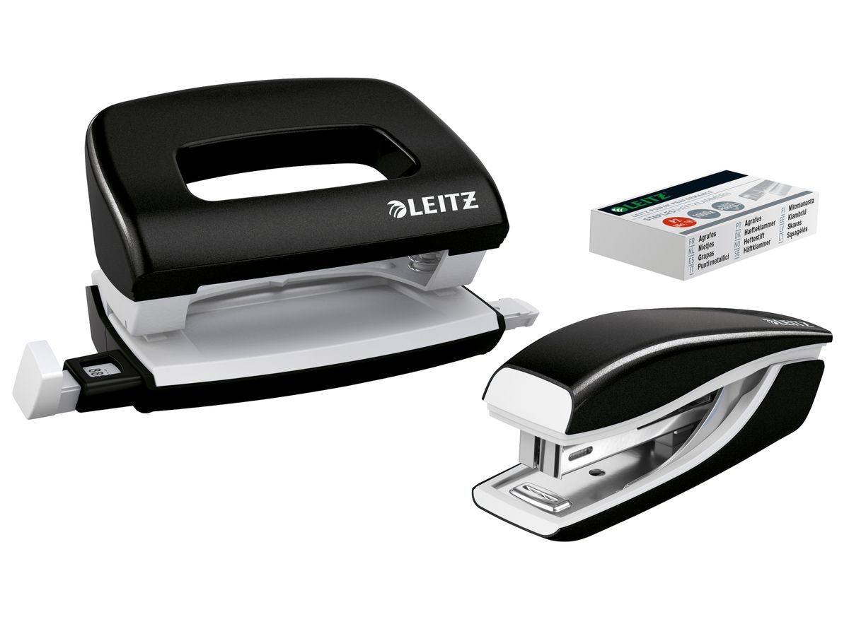 LEITZ Bucatrice/Cucitrice WOW 5561 5561-20-95 nero, Bundle 10 fogli (4002432122318)