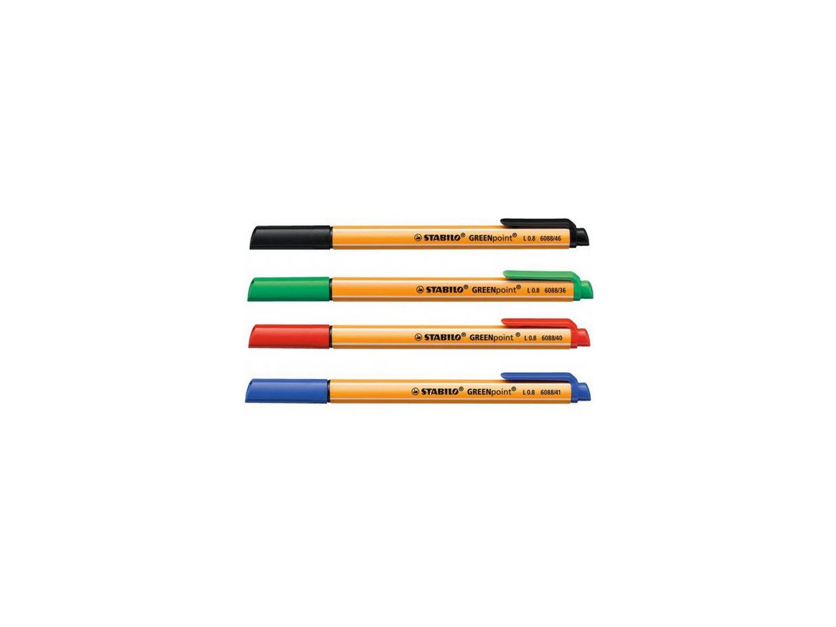 STABILO Faserschr. GREENpoint 0,8mm 6088/4 Etui mit 4 Farben (4006381399180)